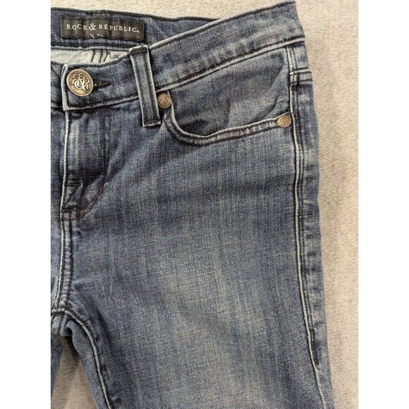 Rock Republic Jeans Womens Size 6 Blue Kasandra Boot cut Embroidered Whiskers - Picture 3 of 15